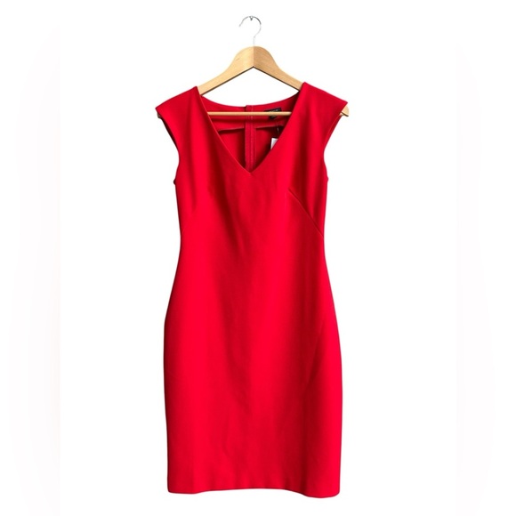 Ann Taylor Scarlet Red Hem Sheath Shift Dress Size 4 NWT - Picture 2 of 8